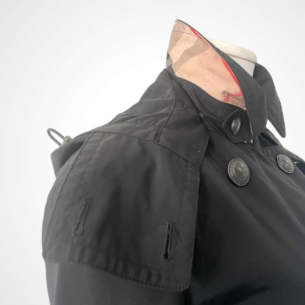 BURBERRY BRIT BLACK CLASSIC BELTED TRENCH COAT SIZE 8 - Picture 11 of 16